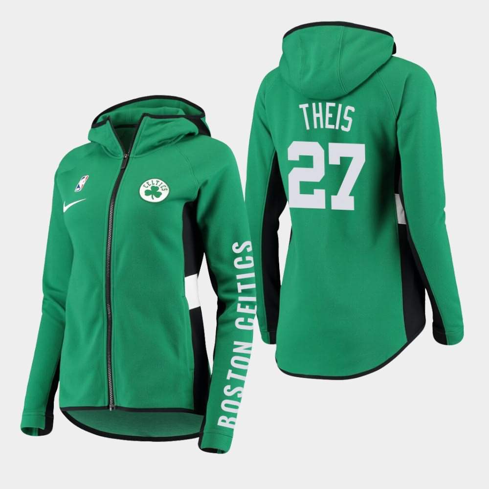 Women's Boston Celtics #27 Daniel Theis Green Full-Zip Raglan Showtime Hoodie FZD84E7Z