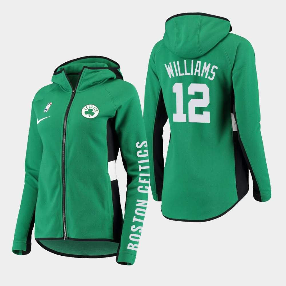 Women's Boston Celtics #12 Grant Williams Green Full-Zip Raglan Showtime Hoodie YFW07E8I