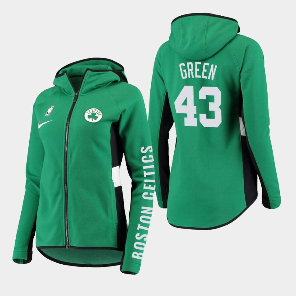 Women's Boston Celtics #43 Javonte Green Green Full-Zip Raglan Showtime Hoodie WTX58E2F
