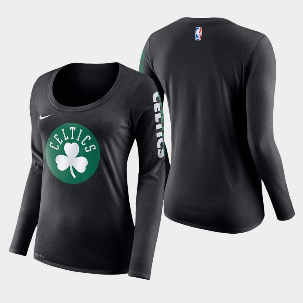 Women's Boston Celtics Black Long Sleeve Primary Logo T-Shirt AJN71E2Y