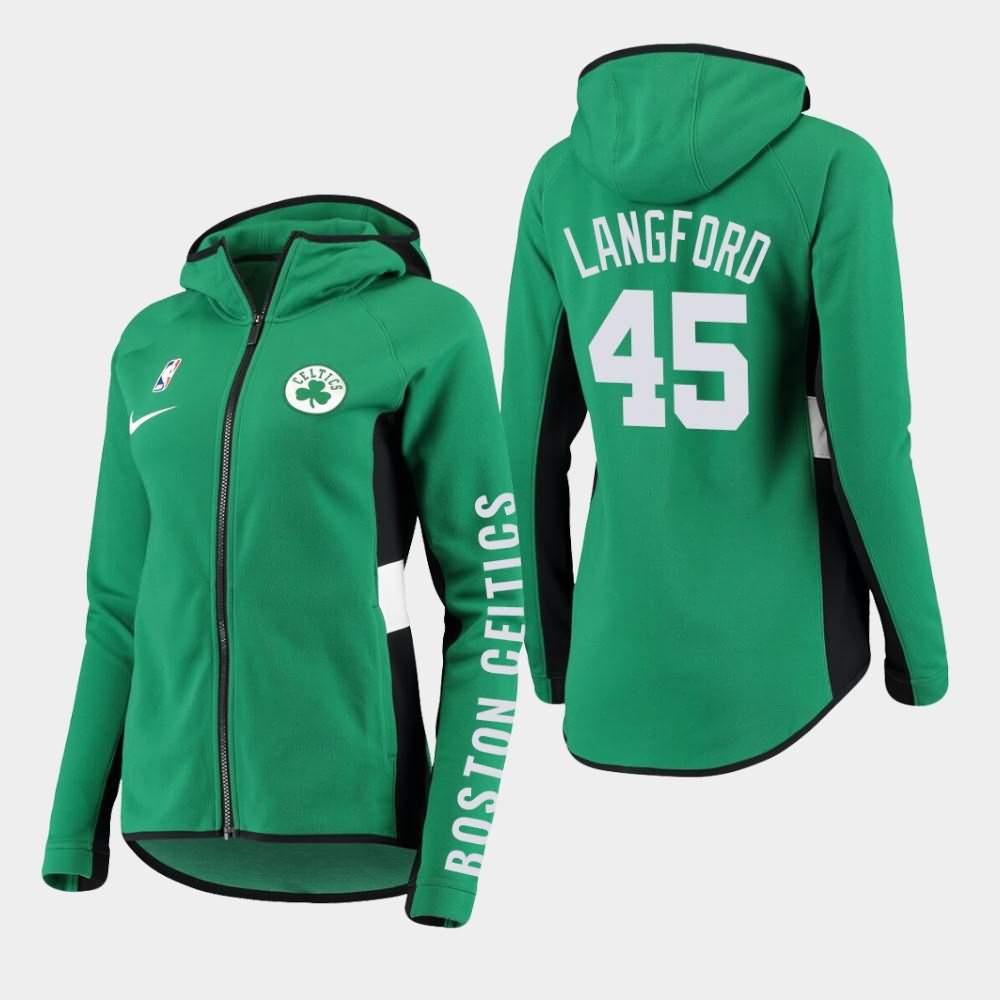 Women's Boston Celtics #45 Romeo Langford Green Full-Zip Raglan Showtime Hoodie YJV51E1N