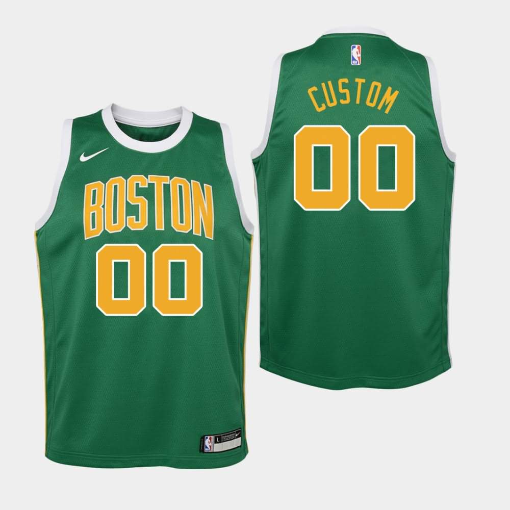 Youth Boston Celtics #00 Custom Green 2018-19 Earned Jersey UMI37E0R