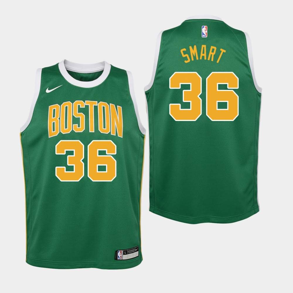 Youth Boston Celtics #36 Marcus Smart Green 2018-19 Earned Jersey XNJ64E1Z