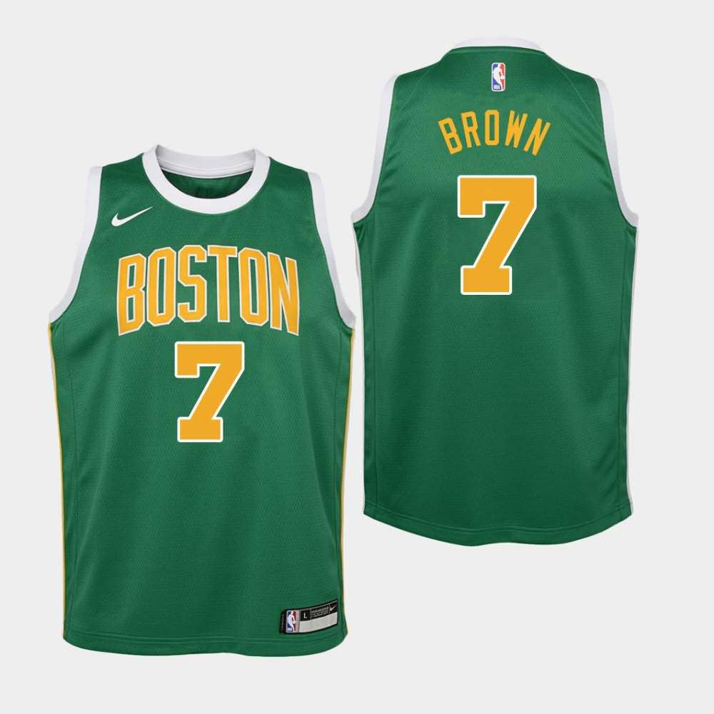 Youth Boston Celtics #7 Jaylen Brown Green 2018-19 Earned Jersey WRP41E4B