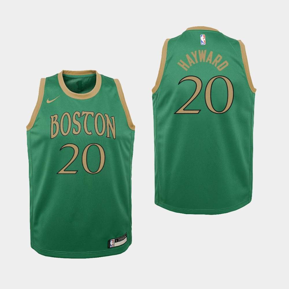 Youth Boston Celtics #20 Gordon Hayward Kelly Green 2019-20 City Jersey MGW10E5G