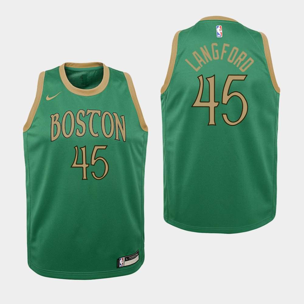 Youth Boston Celtics #45 Romeo Langford Kelly Green 2019-20 City Jersey TAB68E7O