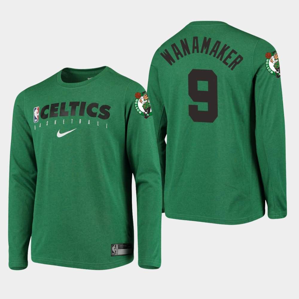 Youth Boston Celtics #9 Brad Wanamaker Kelly Green Performance Long Sleeve Practice T-Shirt XAV45E4A