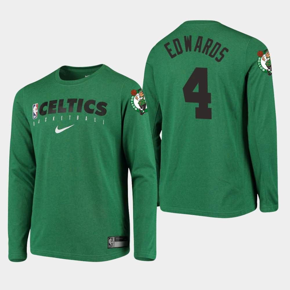Youth Boston Celtics #4 Carsen Edwards Kelly Green Performance Long Sleeve Practice T-Shirt DFH44E0B