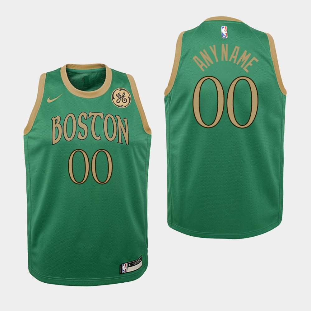 Youth Boston Celtics #00 Custom Green GE Patch City Jersey YDE57E3S