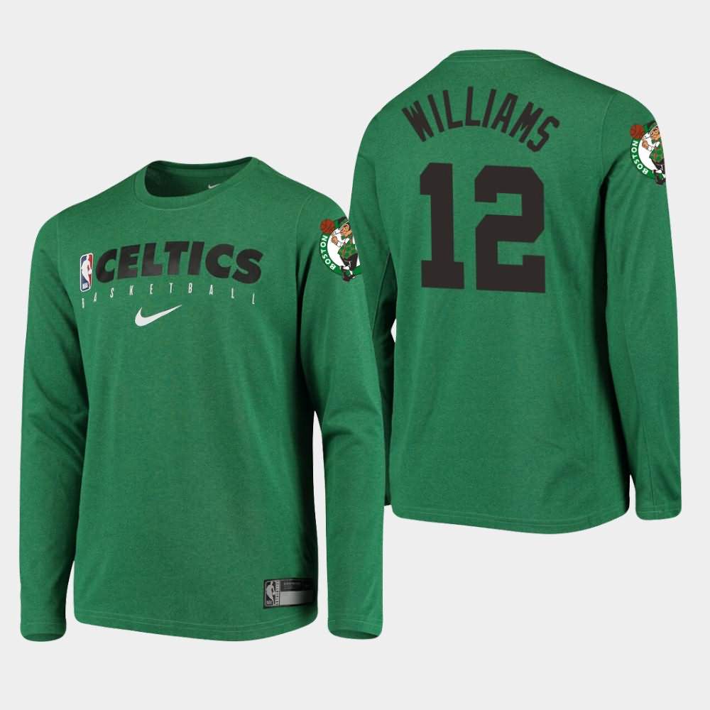 Youth Boston Celtics #12 Grant Williams Kelly Green Performance Long Sleeve Practice T-Shirt RKJ35E6K