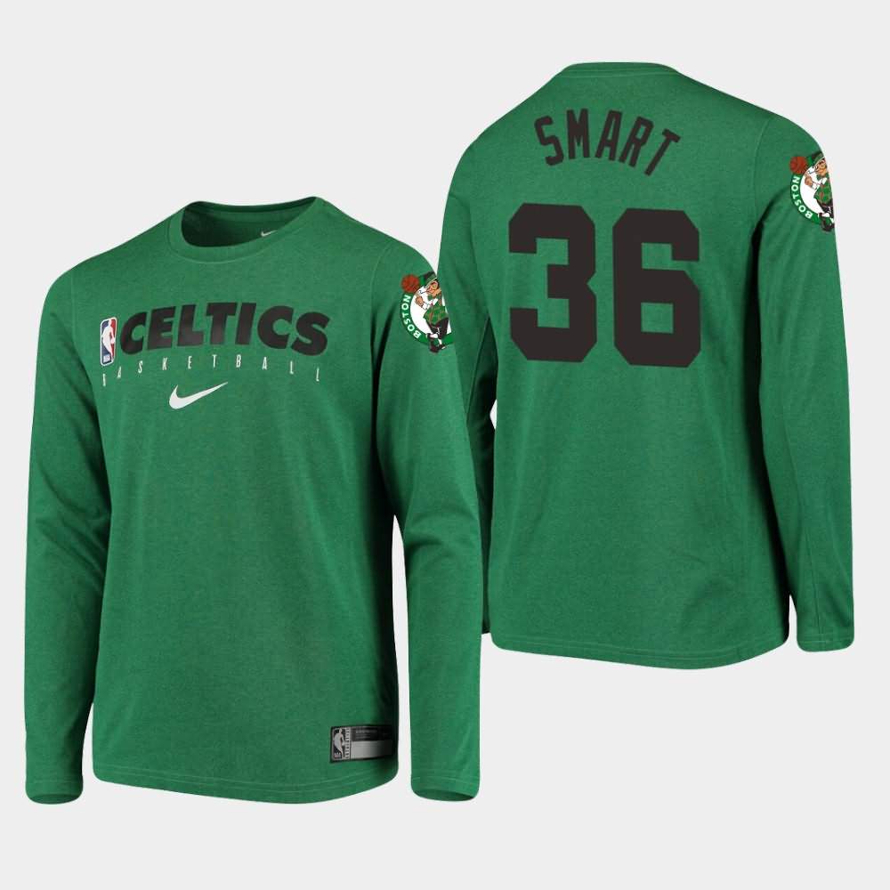 Youth Boston Celtics #36 Marcus Smart Kelly Green Performance Long Sleeve Practice T-Shirt HIM55E2G