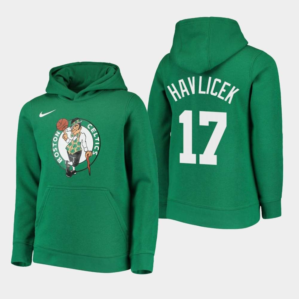 Youth Boston Celtics #17 John Havlicek Kelly Green Essential Logo Hoodie MQO44E5P