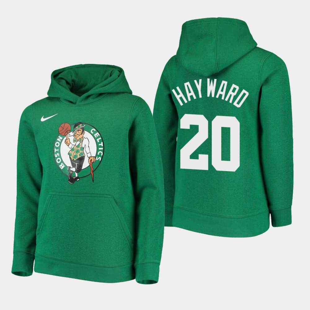 Youth Boston Celtics #20 Gordon Hayward Kelly Green Essential Logo Hoodie ZJI84E5Y