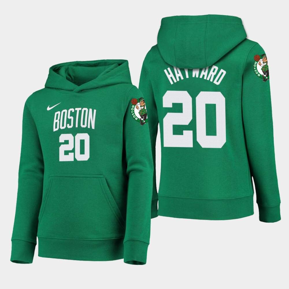 Youth Boston Celtics #20 Gordon Hayward Kelly Green 2020 Season Icon Hoodie WFR75E7H