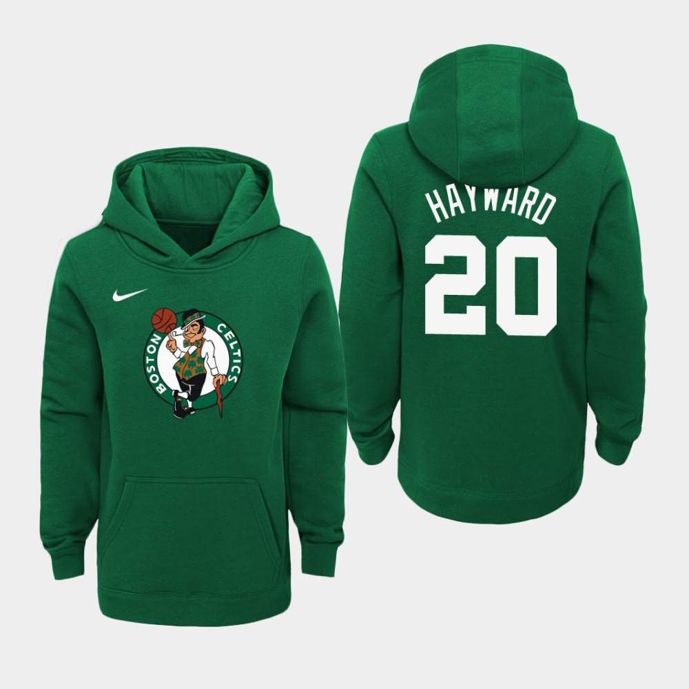 Youth Boston Celtics #20 Gordon Hayward Green Primary Logo Hoodie KIN14E6N