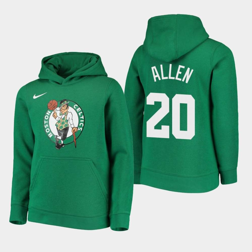 Youth Boston Celtics #20 Ray Allen Kelly Green Essential Logo Hoodie LVZ83E7N