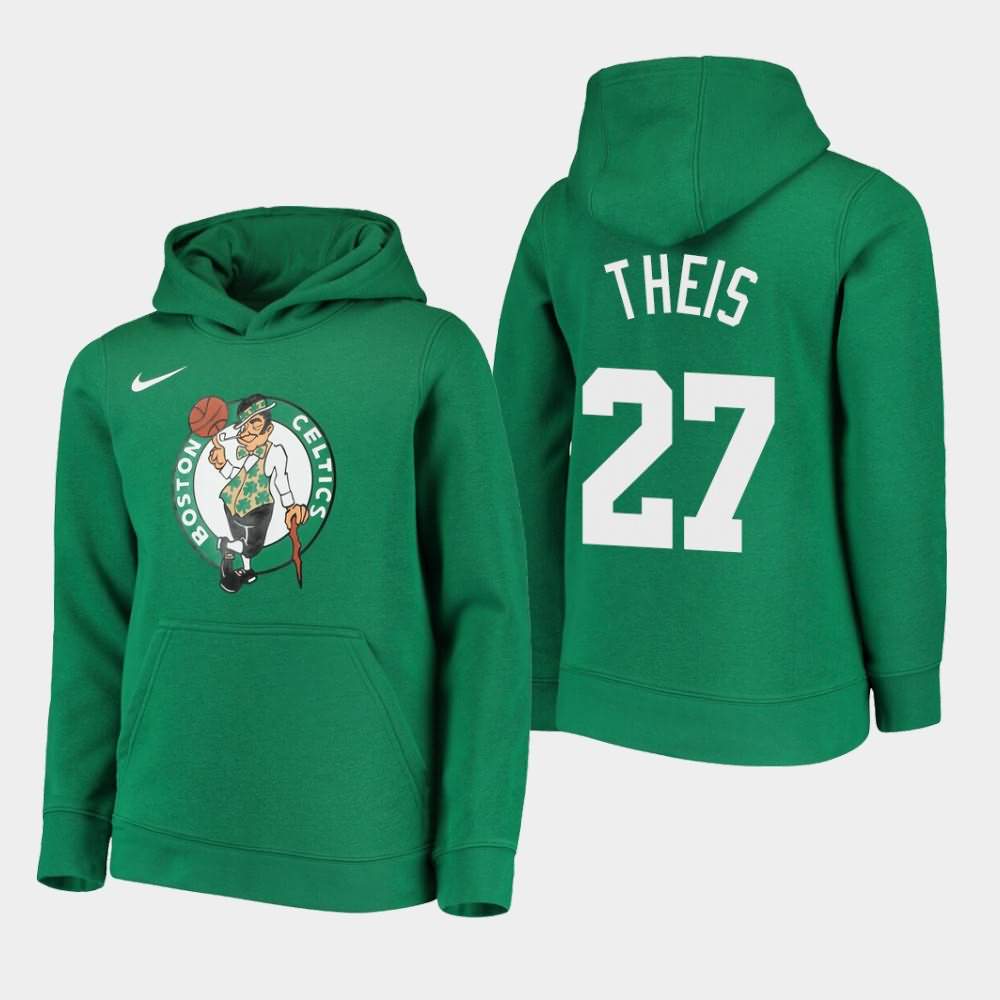 Youth Boston Celtics #27 Daniel Theis Kelly Green Essential Logo Hoodie FDS43E6W