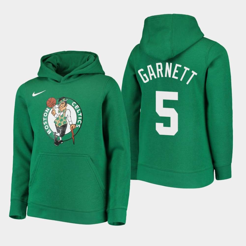 Youth Boston Celtics #5 Kevin Garnett Kelly Green Essential Logo Hoodie DNZ06E1W