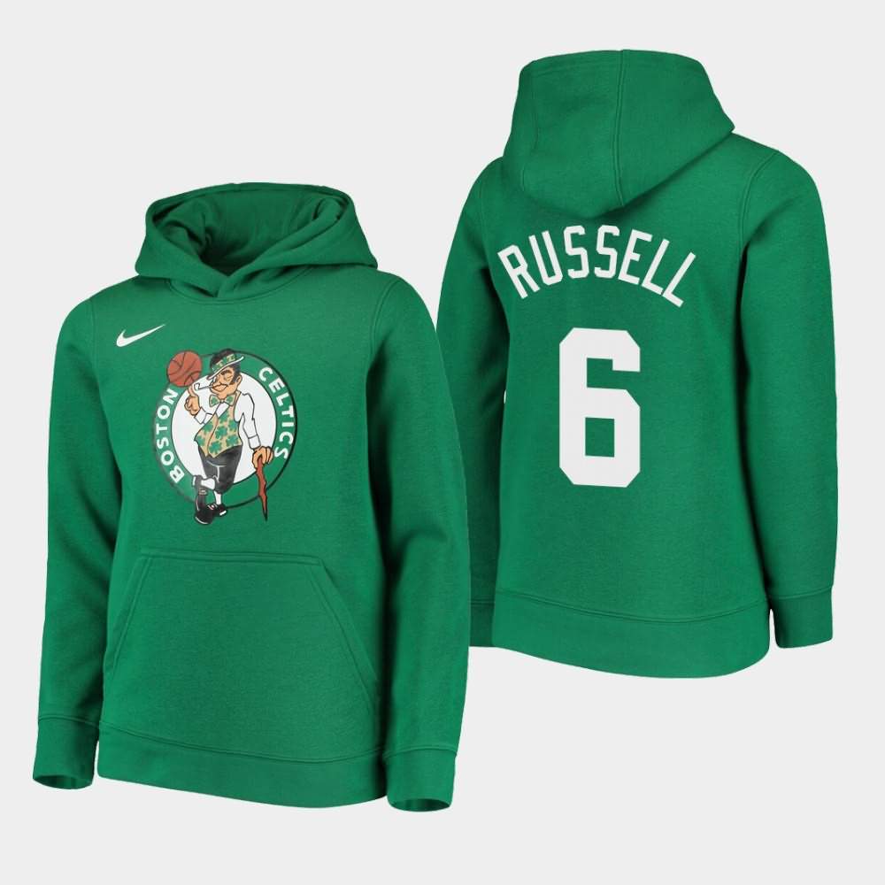 Youth Boston Celtics #6 Bill Russell Kelly Green Essential Logo Hoodie ADD30E4S
