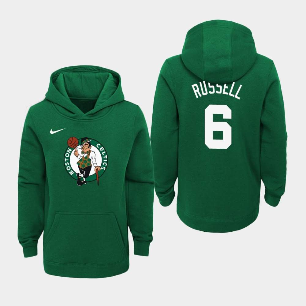 Youth Boston Celtics #6 Bill Russell Green Primary Logo Hoodie LEY28E8D