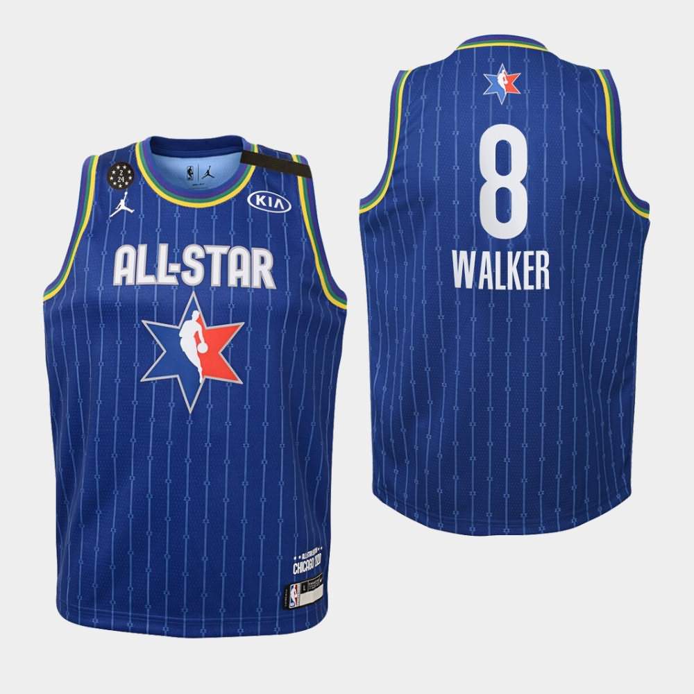 Youth Boston Celtics #8 Kemba Walker Blue Eastern Conference 2020 NBA All-Star Game Jersey OIU17E1G