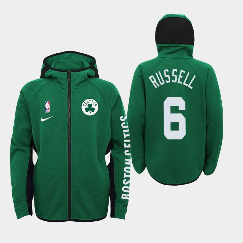 Youth Boston Celtics #6 Bill Russell Kelly Green Showtime Performance Team Logo Hoodie UFZ80E3R