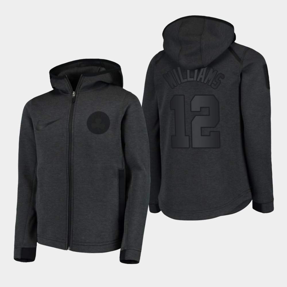 Youth Boston Celtics #12 Grant Williams Heathered Charcoal Performance Full-Zip Showtime Hoodie BJR37E7Q