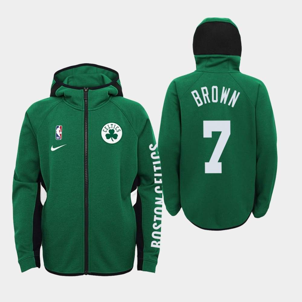 Youth Boston Celtics #7 Jaylen Brown Kelly Green Showtime Performance Team Logo Hoodie OEZ17E2H
