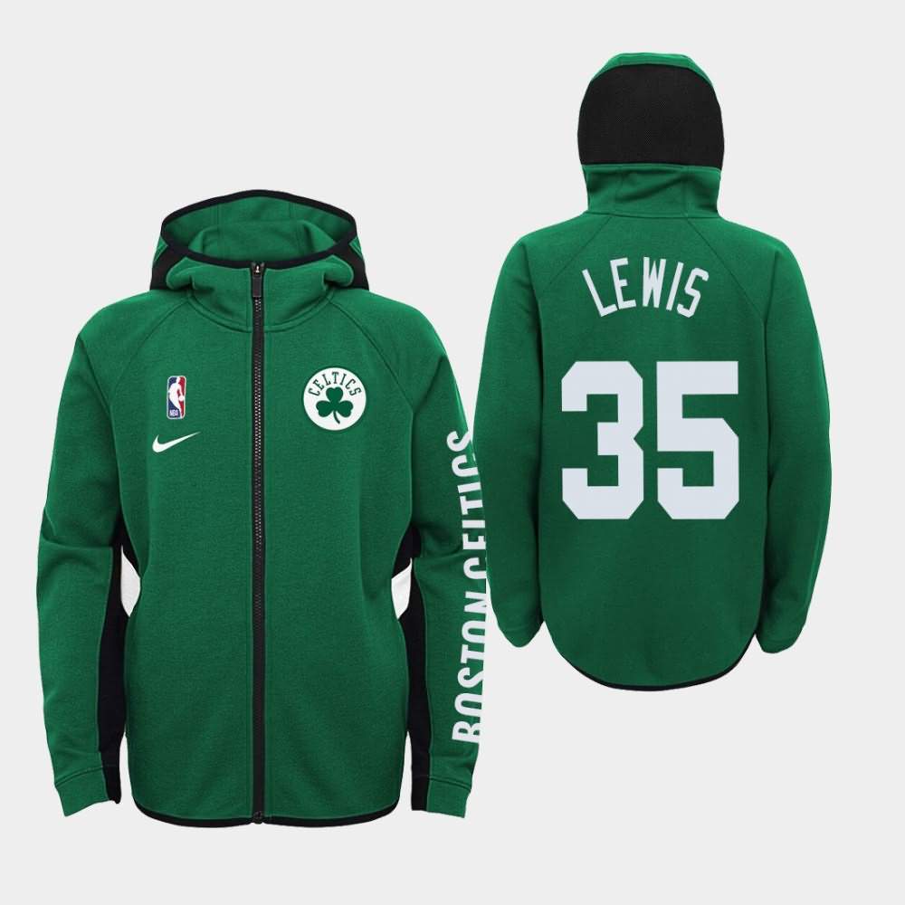 Youth Boston Celtics #35 Reggie Lewis Kelly Green Showtime Performance Team Logo Hoodie BQW77E8W